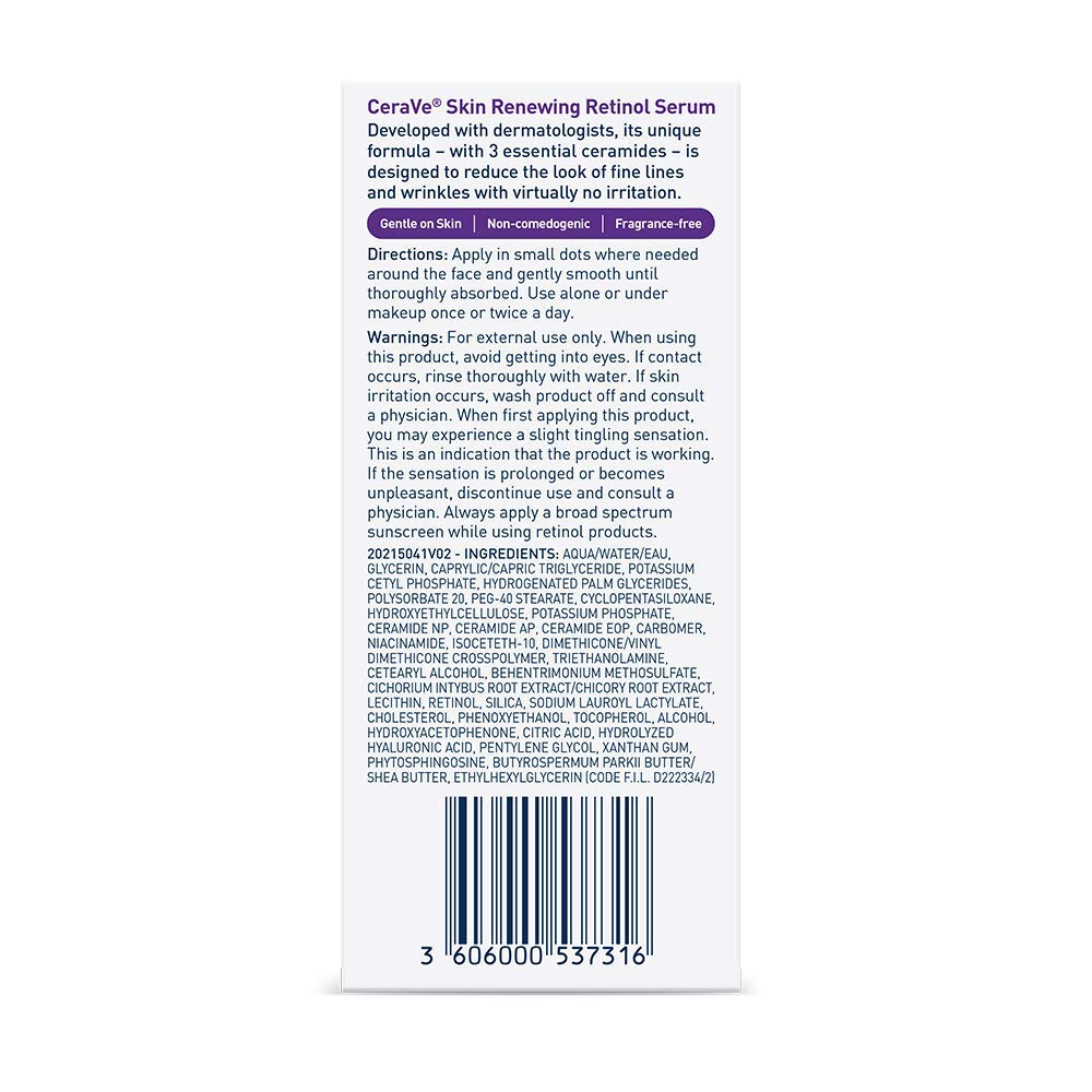 anti Aging Retinol Serum for Face, Encapsulated Retinol with Hyaluronic Acid, Niacinamide & Ceramides, Smooths Wrinkles & Fine Lines, Gentle Skin Brightening Serum, Fragrance Free, 1 Oz