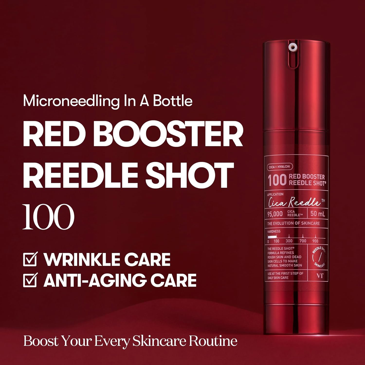 Red Booster Reedle Shot 100, Microneedling Serum with Dragon’S Blood, Exosome, Soothing Relief Serum for Irritated, and Sun-Stressed Skin, Scalp Care, Korean Skincare 1.69 Fl Oz (50Ml)