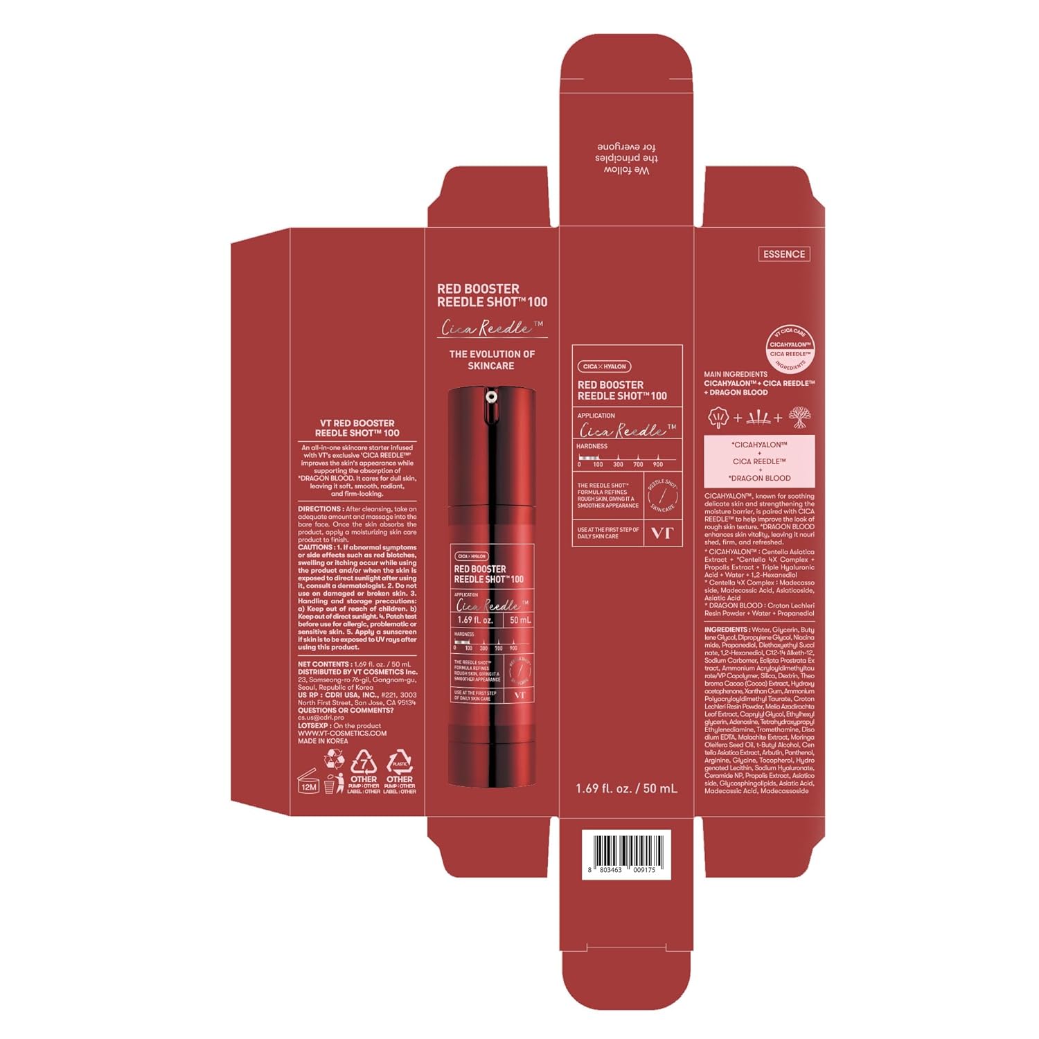 Red Booster Reedle Shot 100, Microneedling Serum with Dragon’S Blood, Exosome, Soothing Relief Serum for Irritated, and Sun-Stressed Skin, Scalp Care, Korean Skincare 1.69 Fl Oz (50Ml)