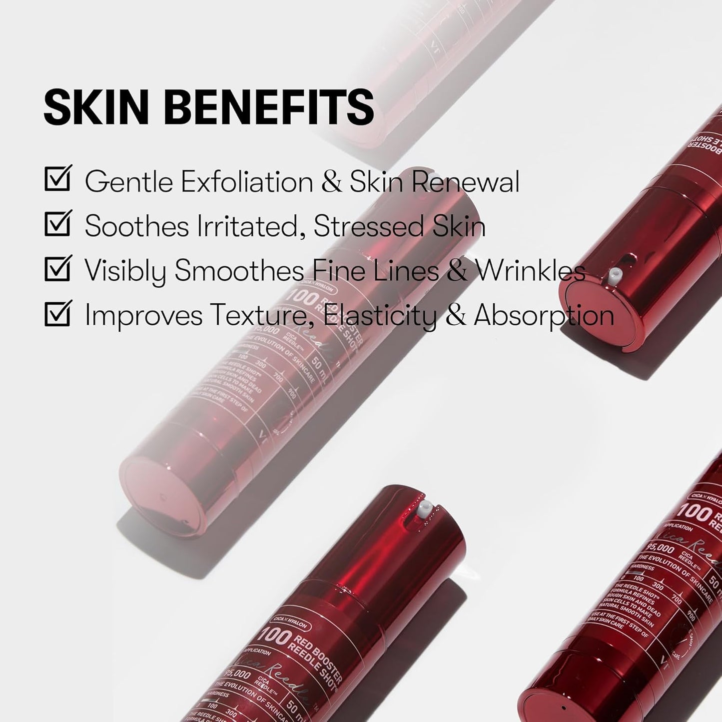 Red Booster Reedle Shot 100, Microneedling Serum with Dragon’S Blood, Exosome, Soothing Relief Serum for Irritated, and Sun-Stressed Skin, Scalp Care, Korean Skincare 1.69 Fl Oz (50Ml)