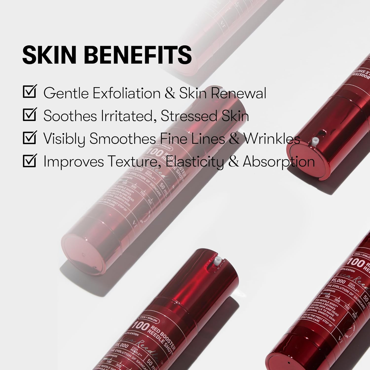 Red Booster Reedle Shot 100, Microneedling Serum with Dragon’S Blood, Exosome, Soothing Relief Serum for Irritated, and Sun-Stressed Skin, Scalp Care, Korean Skincare 1.69 Fl Oz (50Ml)