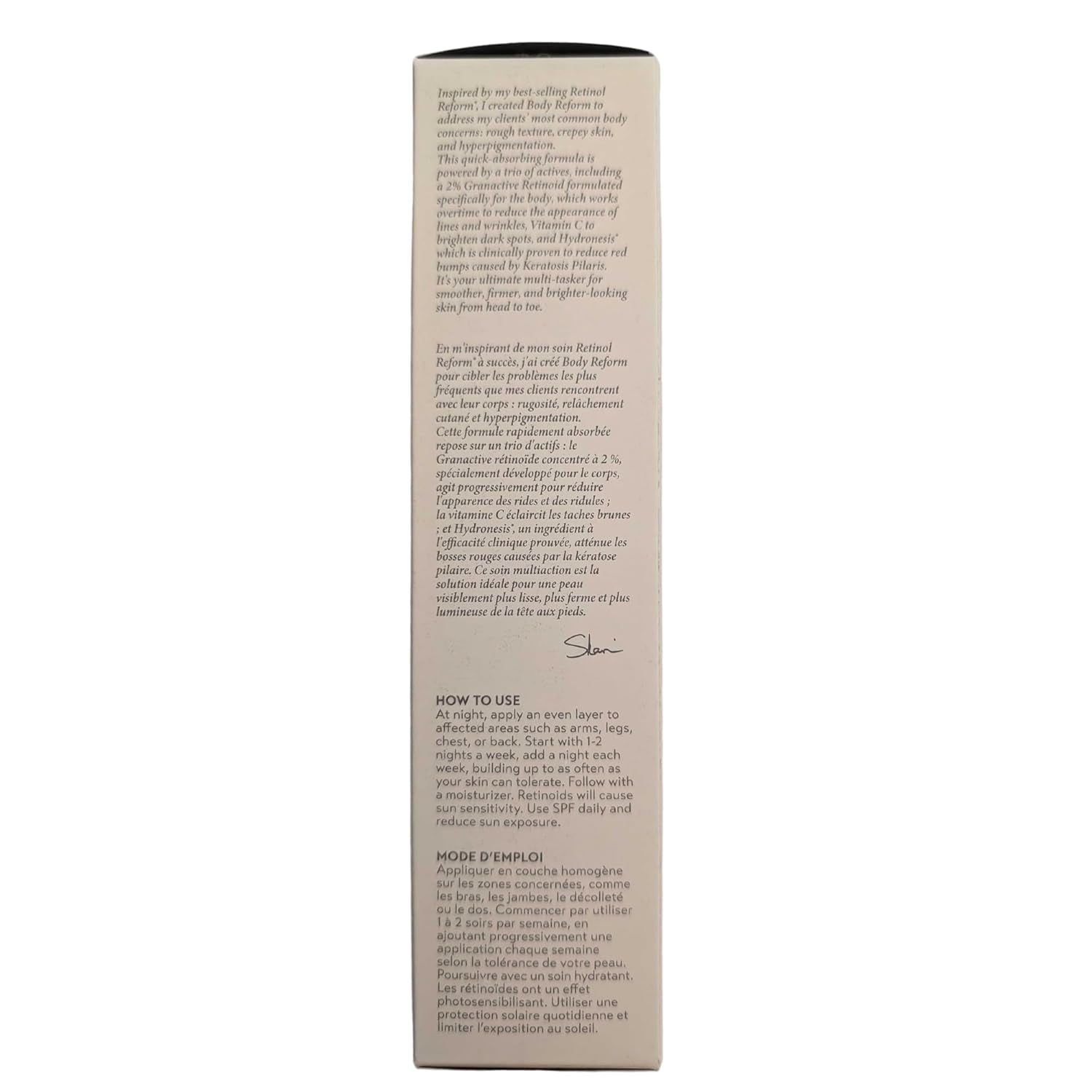 SKIN CARE Body Reform Treatment Serum with Granactive Retinoid, Anti-Aging Serum for Body Care, Helps Crepey Skin, Dark Spots, Fine Lines and Stretch Marks, 4 FL Oz